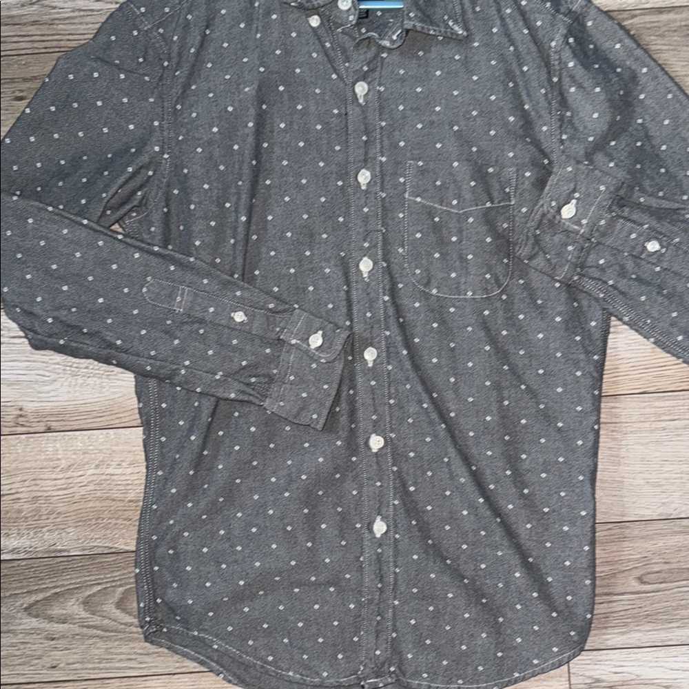 Men's Gray Polka Dot Shirt